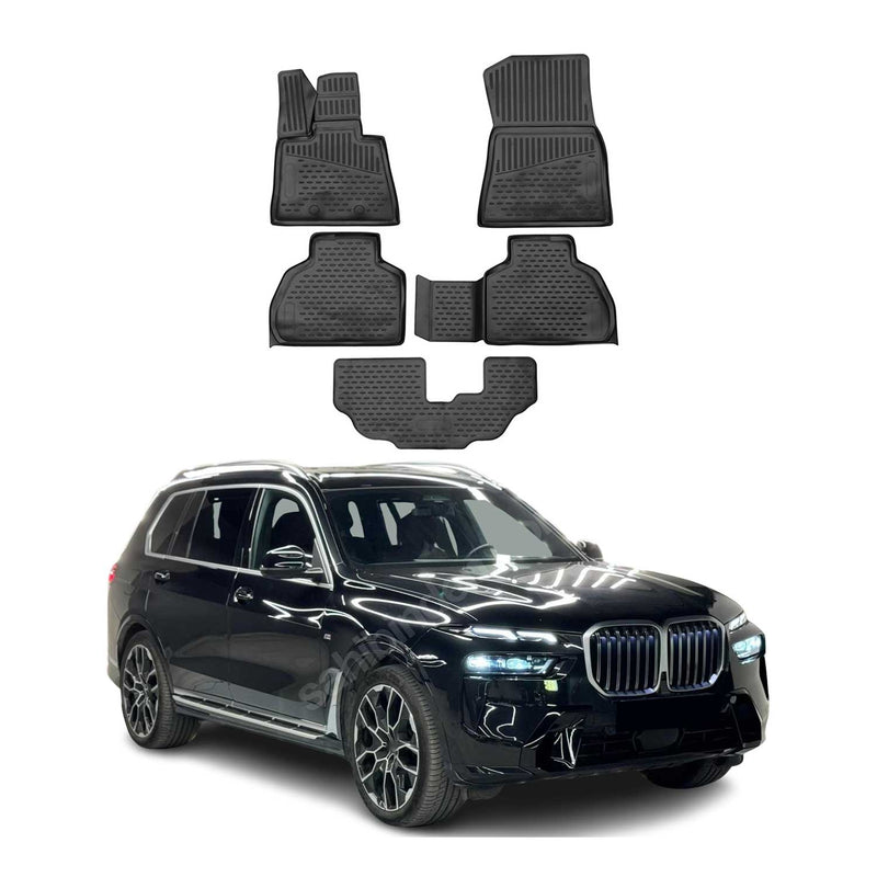 Tappetini BMW X7 G07 2019-2025 in TPE nero, 5 pezzi