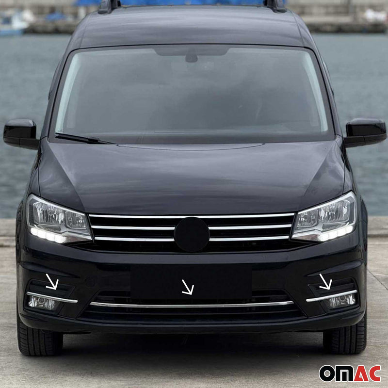 Strisce griglia per VW Caddy 2015-2020 in acciaio inox argento 3 pezzi 