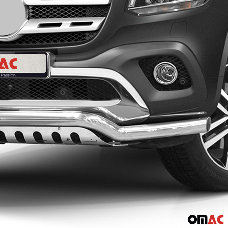 Protezione anteriore per Mercedes Classe X 2017-2020 in acciaio inox ABE argento 