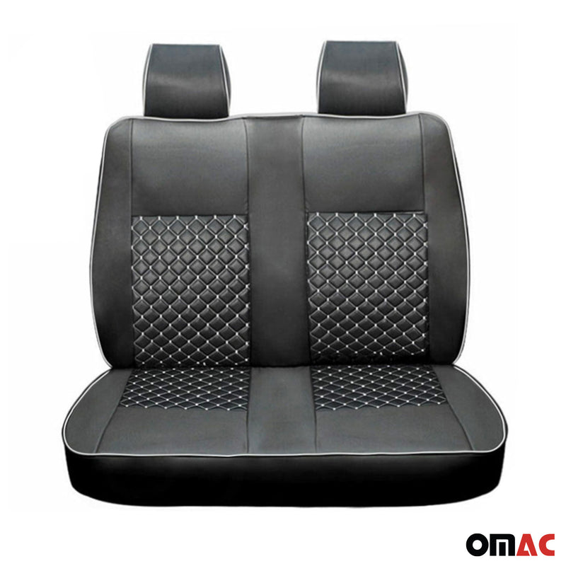 Sitzbezüge Schonbezüge für Fiat Ducato 2006-2024 Kunstleder Schwarz Weiß 2+1