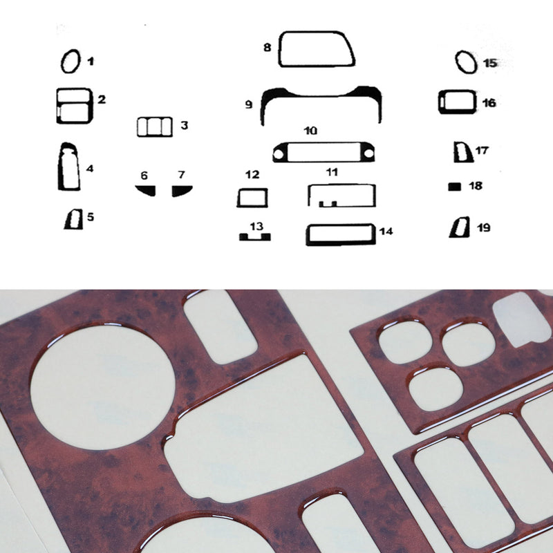 Decorazione interna abitacolo per Honda Civic 1995-2000 effetto radica, 19 pezzi. 