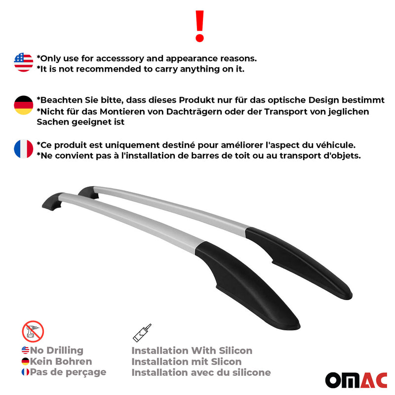 Barre portatutto in alluminio per Toyota Auris 2006-2013 Argento 2x