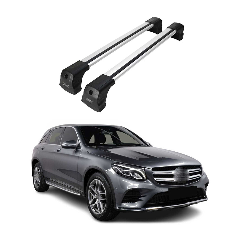 Portapacchi da tetto per Mercedes GLC C253 2016-2019, portapacchi base in alluminio argento