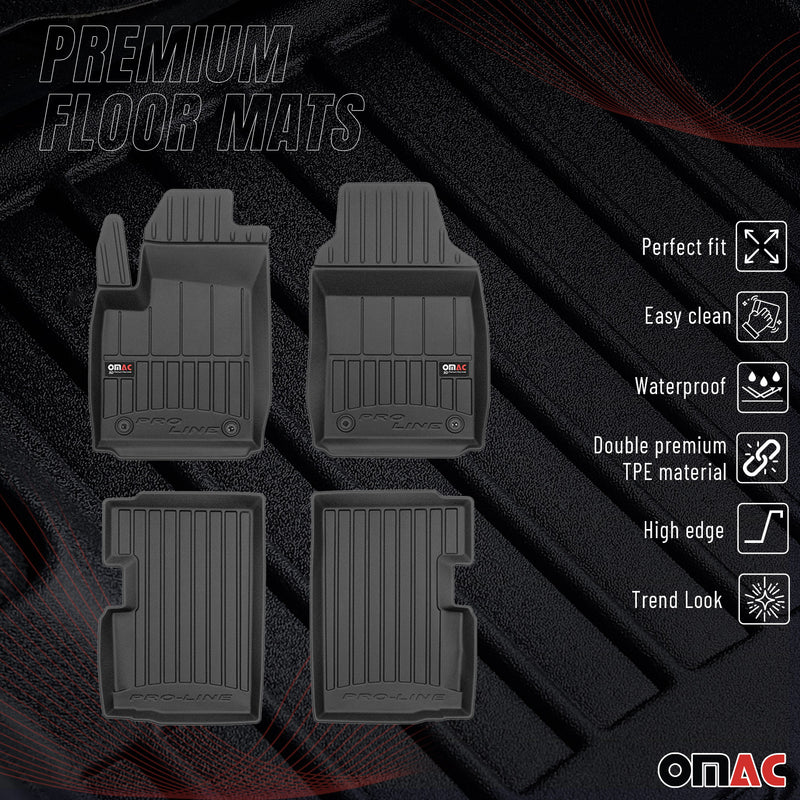 Tappetini Fiat 500 500C 2007-2025 TPE Nero 4 pezzi