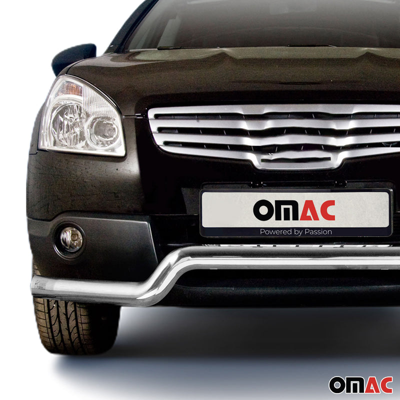 Protezione anteriore per Nissan Qashqai +2 2007-2010 acciaio ABE argento 