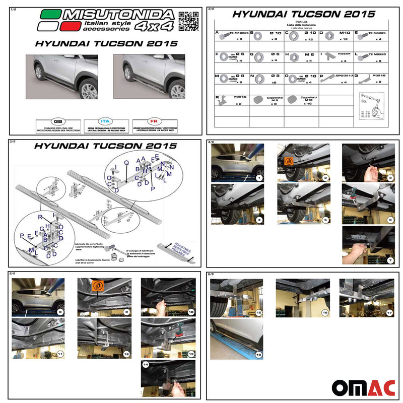 Minigonne laterali in acciaio inossidabile per Hyundai Tucson 2015-2018 Argento