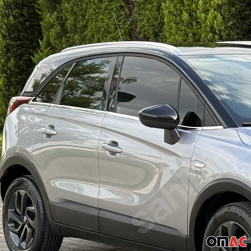 Listelli decorativi per finestrini per Opel Crossland X 2017-2025 in acciaio inox cromato 8 pezzi