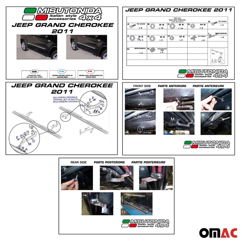 Minigonne laterali in acciaio per Jeep Grand Cherokee 2010-2013 Nero