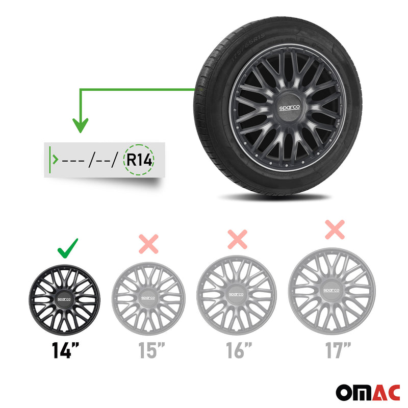 Coprimozzi Sparco 14 pollici Roma grigio nero 4 pezzi