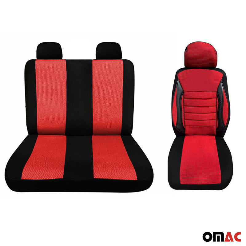 Coprisedili per VW T5 T6 2003-2023 2+1 Nero-Rosso Set anteriore e laterale 