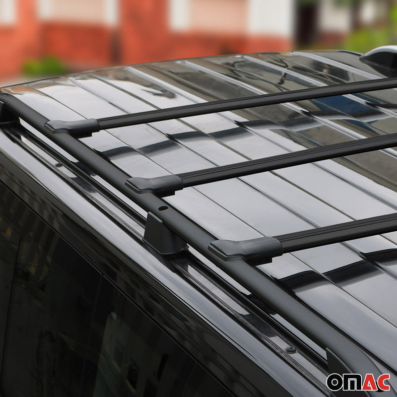 Dachreling + Dachträger für VW T6 T6.1 Transporter L2 Langer Alu Schwarz 5x