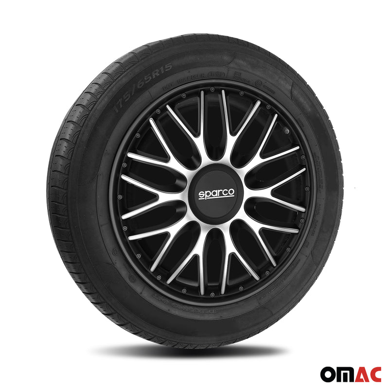 Coprimozzi Sparco 15 pollici Roma argento nero 4 pezzi