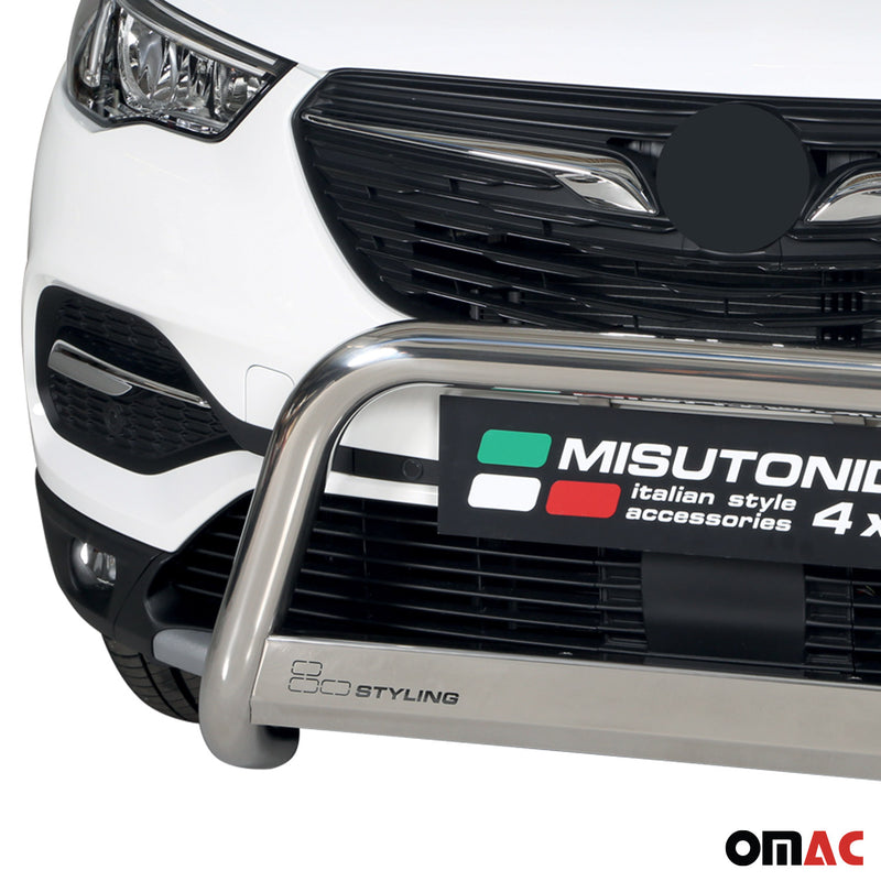 Barra di protezione anteriore per Opel Grandland X 2017-2021 ø63mm acciaio argento 