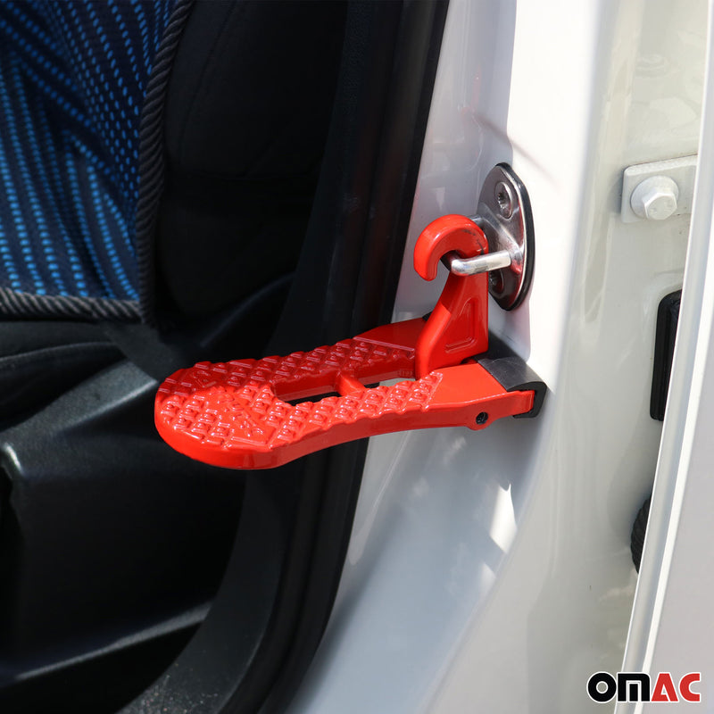 Poggiapiedi pieghevole per pedale portiera auto per VW Multivan T7 in alluminio rosso 1 pz.