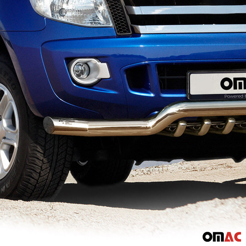 Protezione anteriore per Ford Ranger 2011-2016 con ABE acciaio argento 
