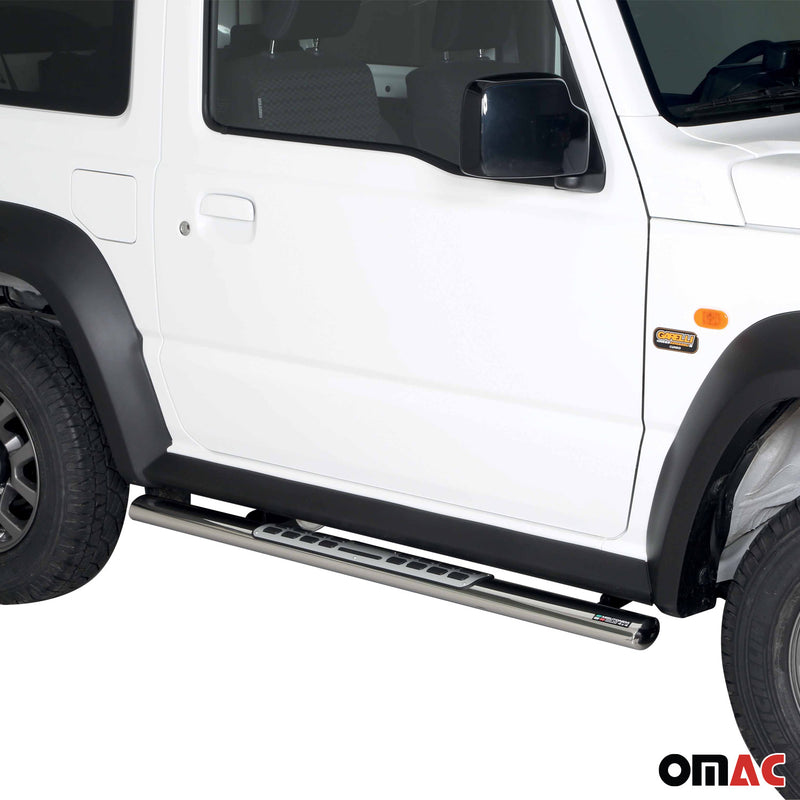 Edelstahl Seitenschweller Schwellerrohre für Suzuki Jimny 2018-2025 Silber