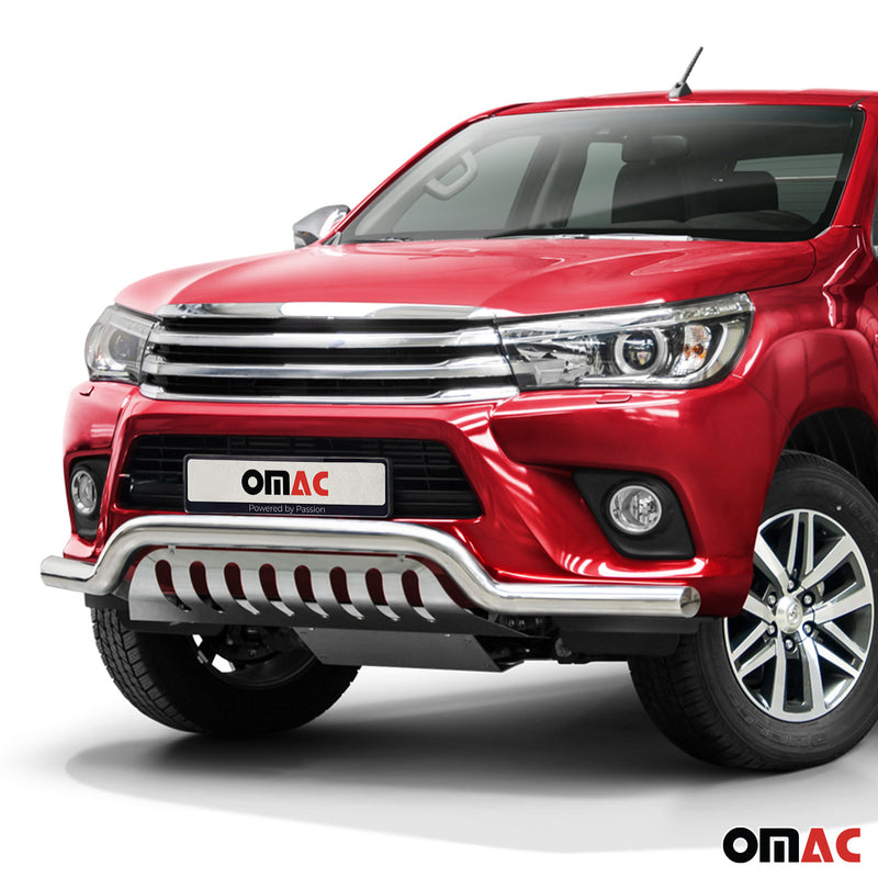 Protezione anteriore per Toyota Hilux 2015-2022 in acciaio inox con ABE argento 