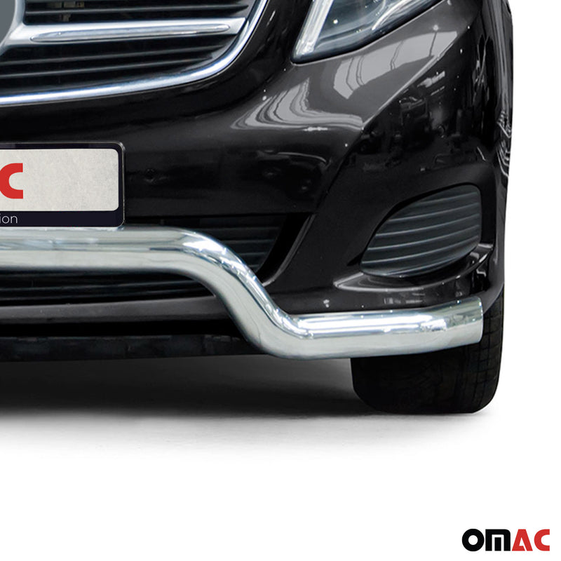 Protezione anteriore per Mercedes Classe 2014-2025 Acciaio basso ABE argento 