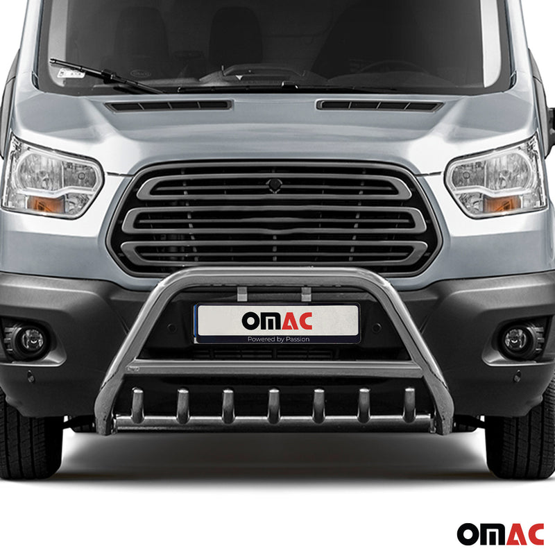 Protezione anteriore per Ford Transit 2014-2025 con bull bar ABE argento 