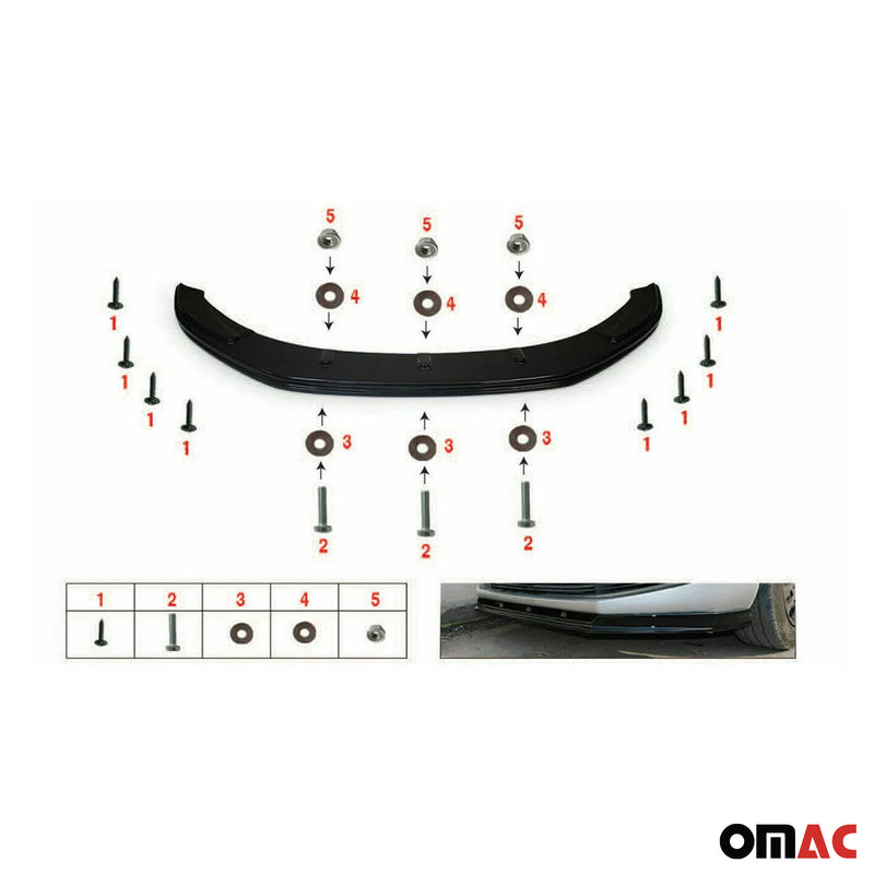 Spoiler anteriore, paraurti, splitter per Toyota Corolla 2013-2018, ABS, nero 