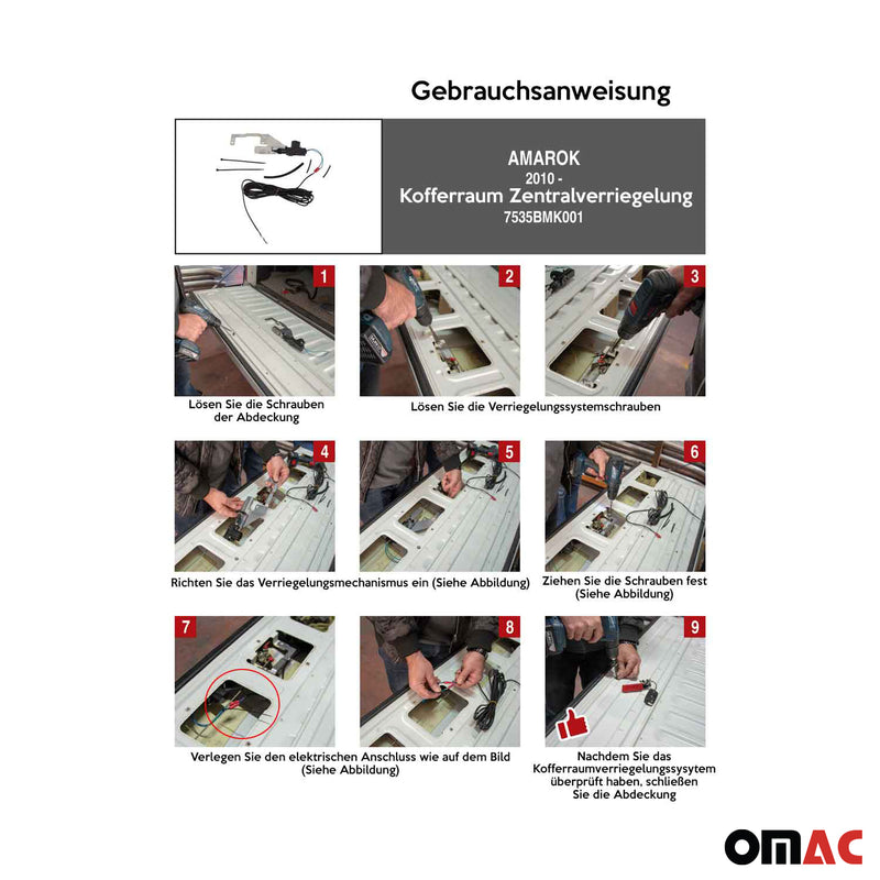 Kit di chiusura centralizzata per bagagliaio per sistema di chiusura VW Amarok 2010-2023