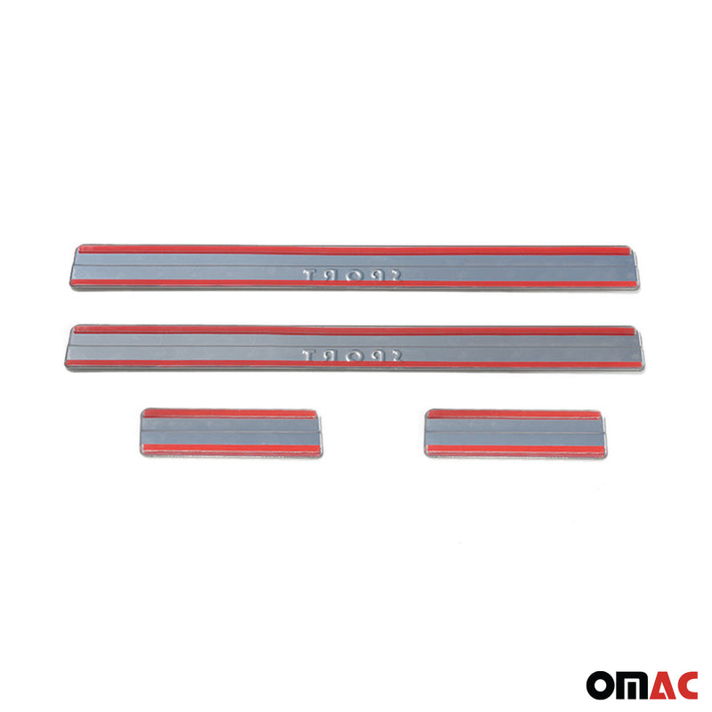 Soglie porte per Ford Ka+ 2015-2025 in acciaio inox argento 4 pezzi 
