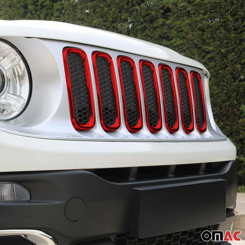 Strisce griglia per Jeep Renegade 2014-2024 Cromate ABS Rosse 7 pezzi 