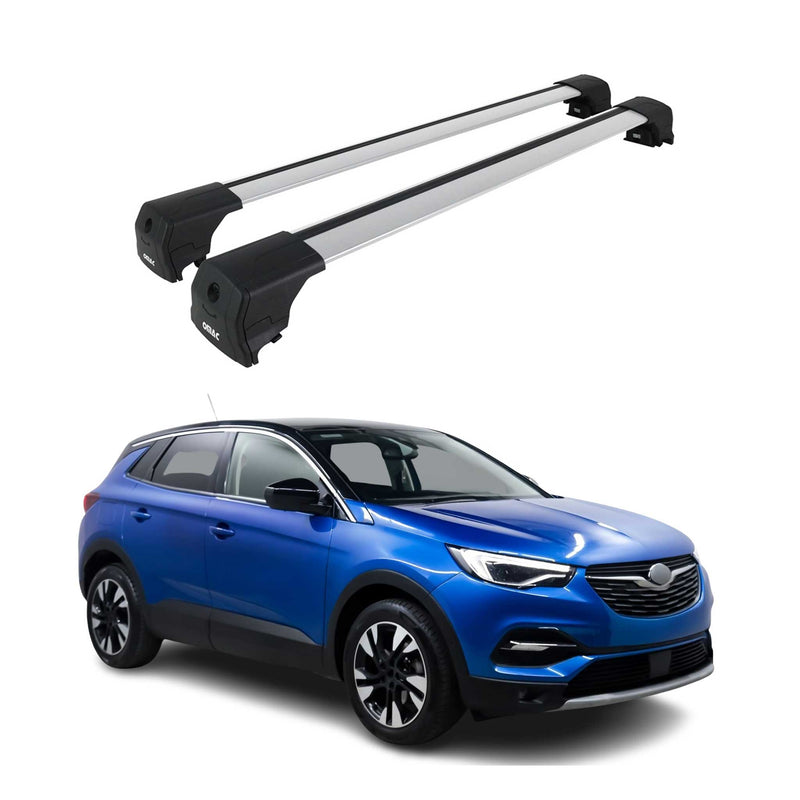 Portapacchi da tetto per Opel Grandland X 2017-2022 ABE grigio alluminio