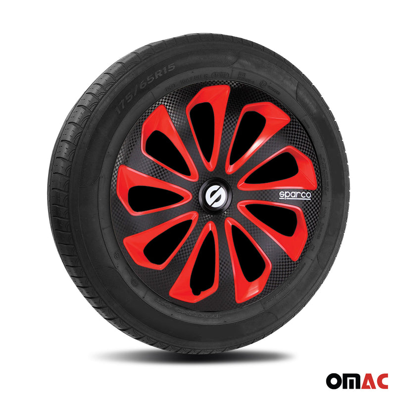 Coprimozzi Sparco 16 pollici Sicilia Nero Rosso Carbonio 4 pezzi