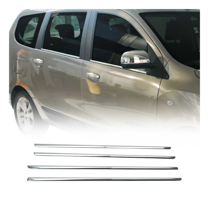 Listelli decorativi per finestrini per Dacia Lodgy 2012-2024 in acciaio inox cromato, 4 pezzi 
