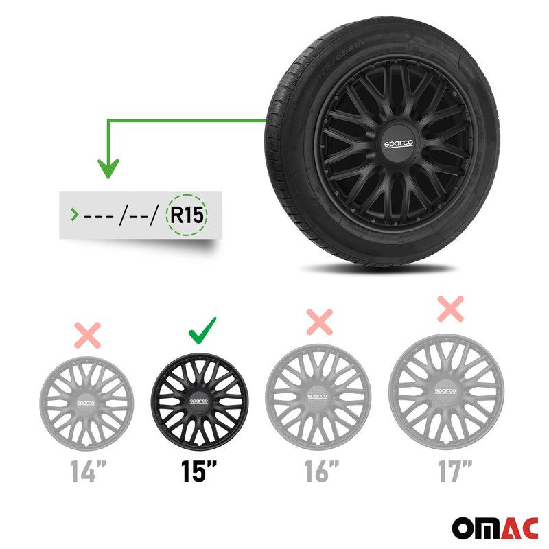 Coprimozzi Sparco 15 pollici Roma Nero 4 pezzi