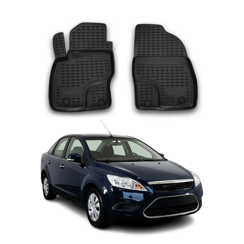 Tappetini Ford Focus mk2 2004-2011 in TPE nero, 2 pezzi