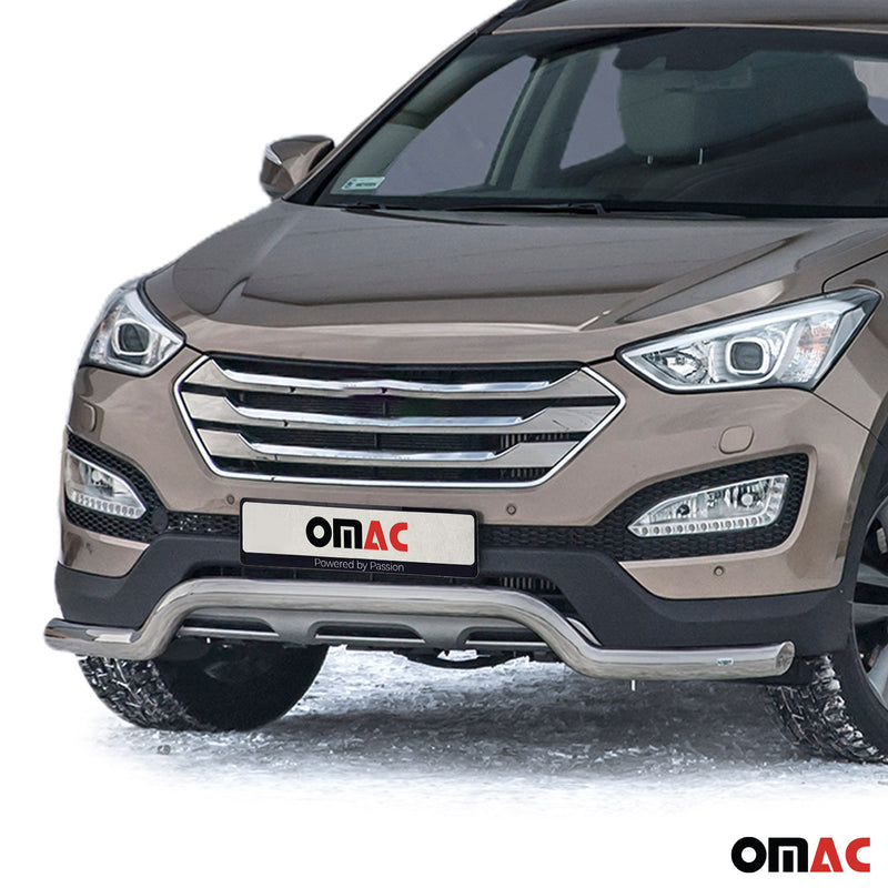 Barra di protezione anteriore per Hyundai Santa Fe 2012-2018 ABE Silver 
