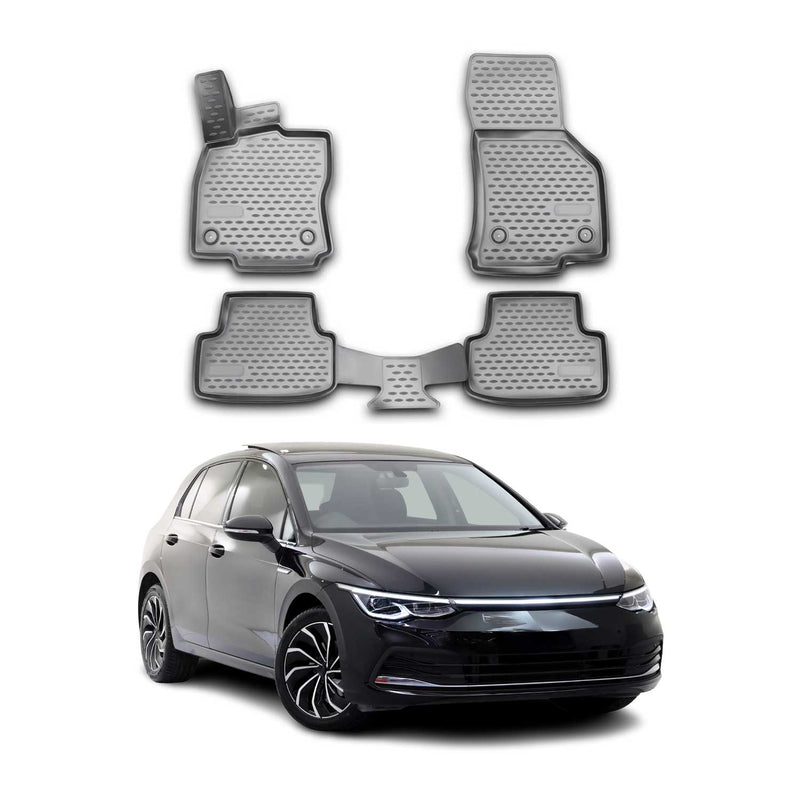 2019-2025 VW Golf 8 Fußmatten TPE Grau 4 tlg