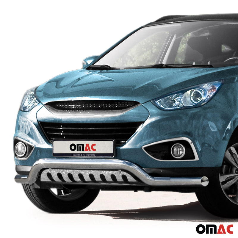 Barra di protezione anteriore in acciaio inox per Hyundai ix35 2010-2015 con bull bar ABE argento 