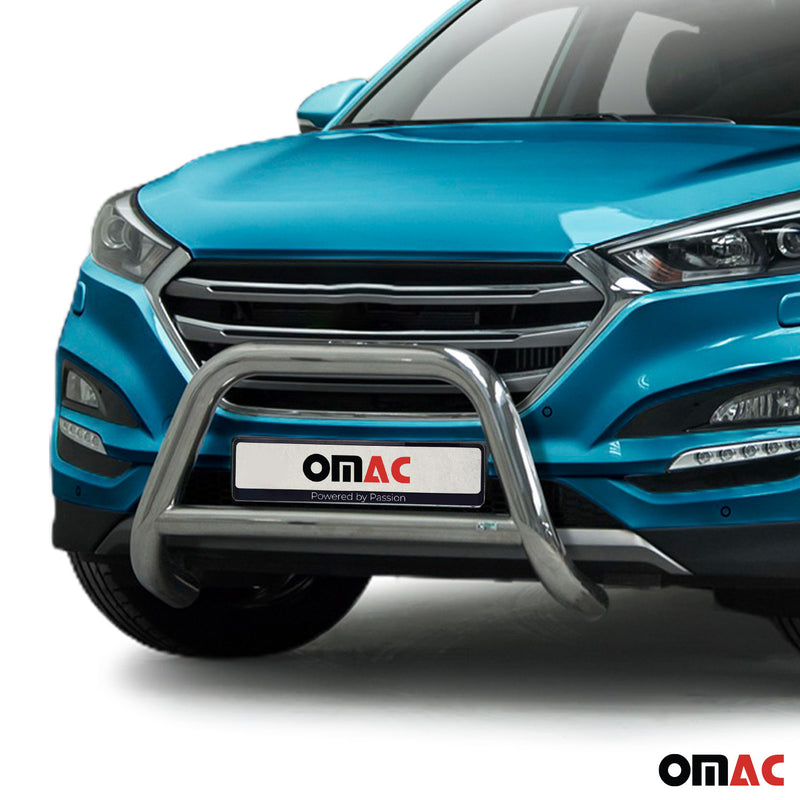 Barra di protezione anteriore per Hyundai Tucson 2015-2020 ABE acciaio argento 