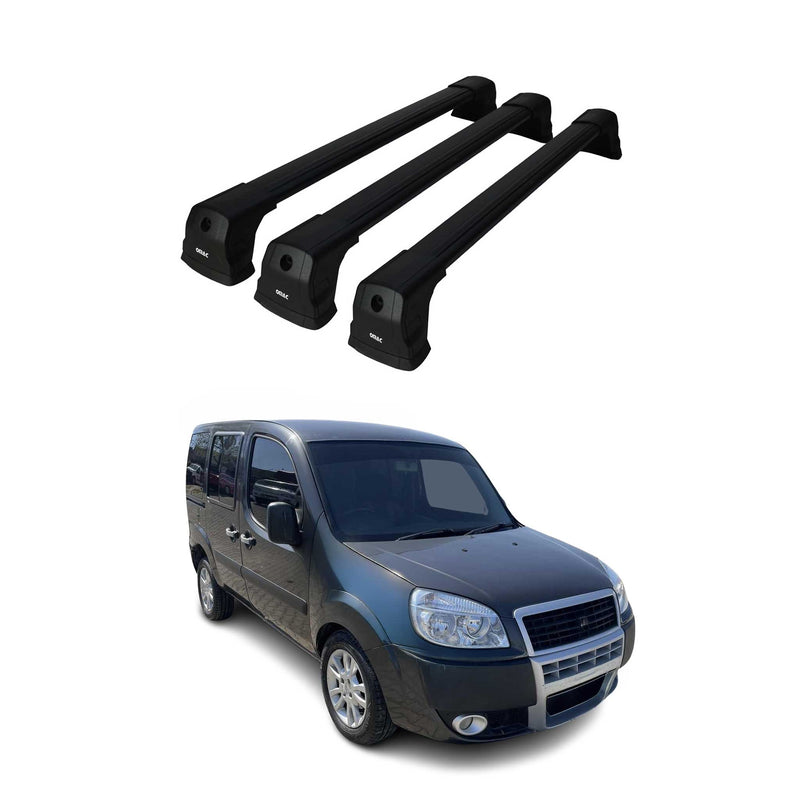 Base portatutto per Fiat Doblo 2000-2009 alluminio nero 3 pezzi
