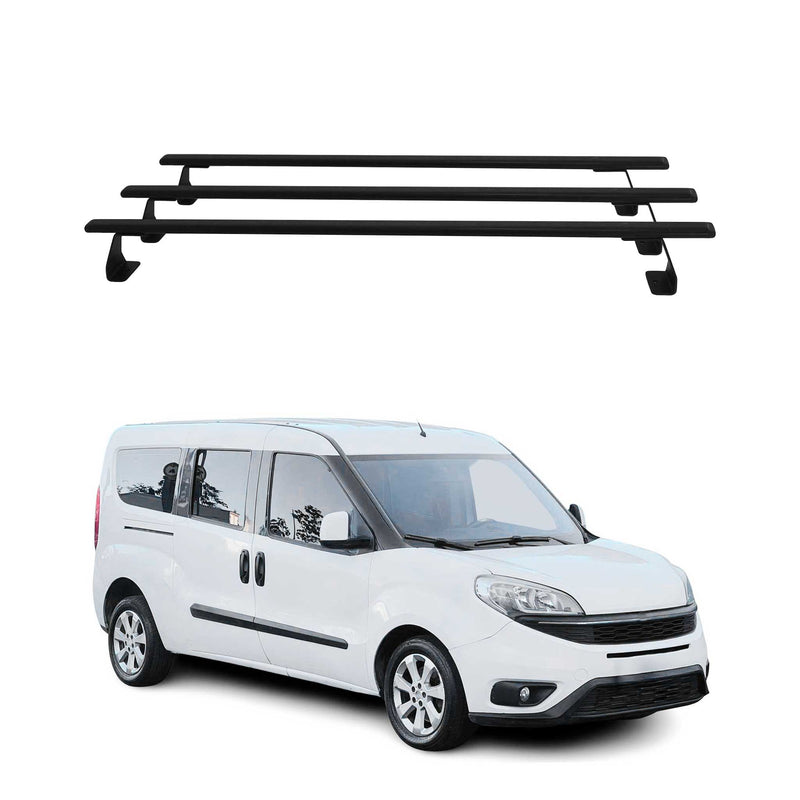 Dachträger Gepäckträger Relingträger für Fiat Doblo 2010-2021 Schwarz Stahl 3x