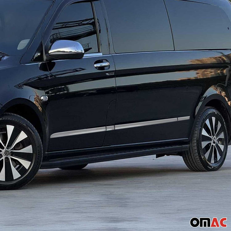 Protezione per porta laterale con striscia di protezione per porta per Mercedes Vito W447 doppia porta L3 in acciaio inox lungo