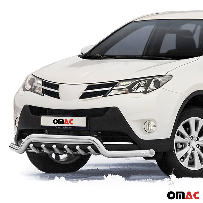 Barra di protezione anteriore per Toyota RAV4 2013-2015 con ABE in acciaio argento 