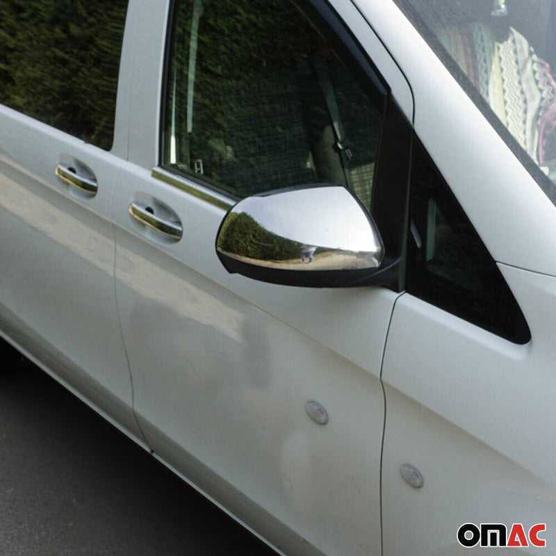Calotte specchietti retrovisori per Mercedes Vito W447 2014-2025 ABS cromato argento 