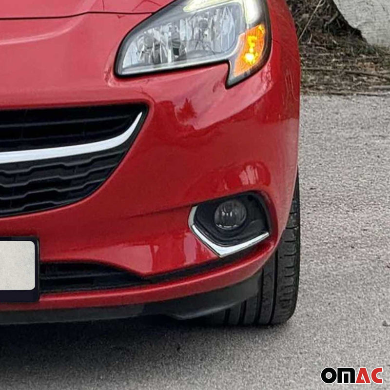 Cornice per fendinebbia per Opel Corsa 2015-2019 in acciaio inox argento 2x
