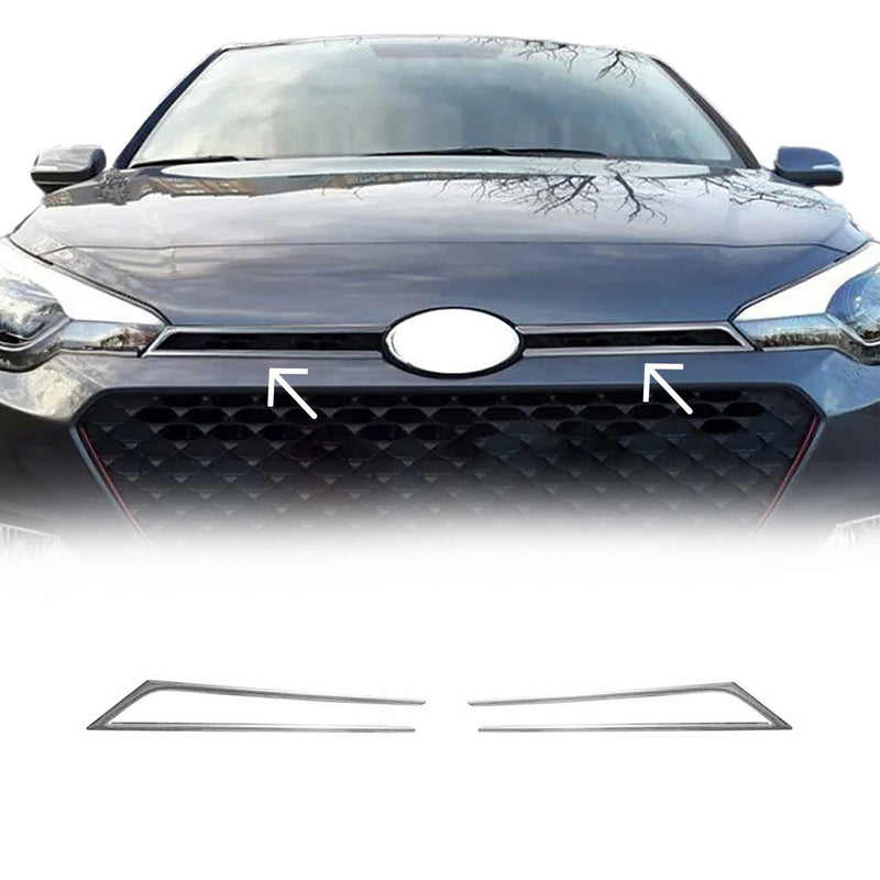 Strisce griglia per Hyundai i20 2014-2020 in acciaio inox argento 2 pezzi