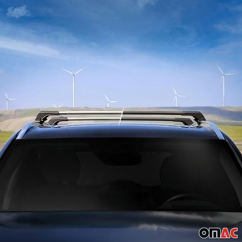 Base portapacchi in alluminio per Citroen C4 Cactus 2014-2020, argento, 2 pezzi