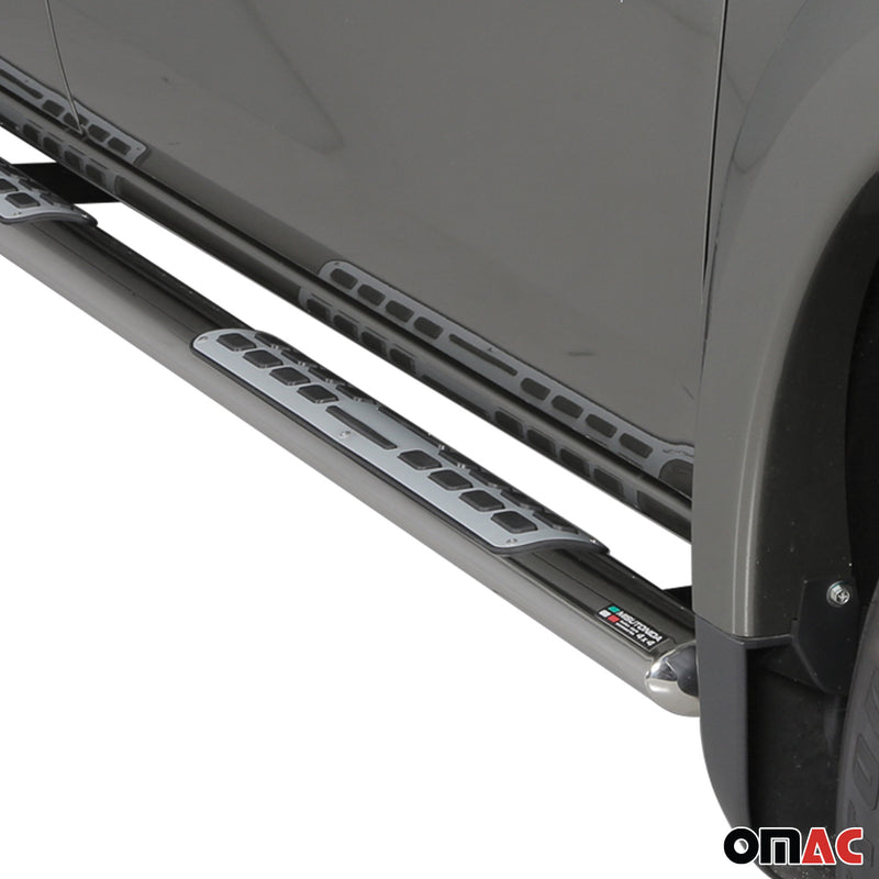 Barre laterali in acciaio per pedane per Mitsubishi L200 Double Cab 2015-2018 Grigio