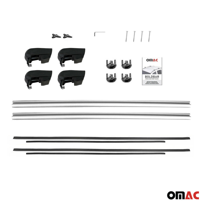 Portapacchi da tetto per Opel Mokka X 2015-2023 ABE alluminio argento 2x