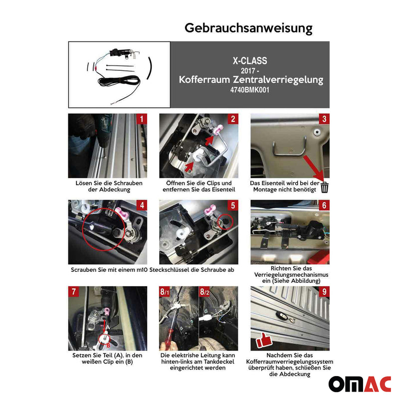 Set di chiusura centralizzata per bagagliaio per Mercedes Classe X 2017-2021 