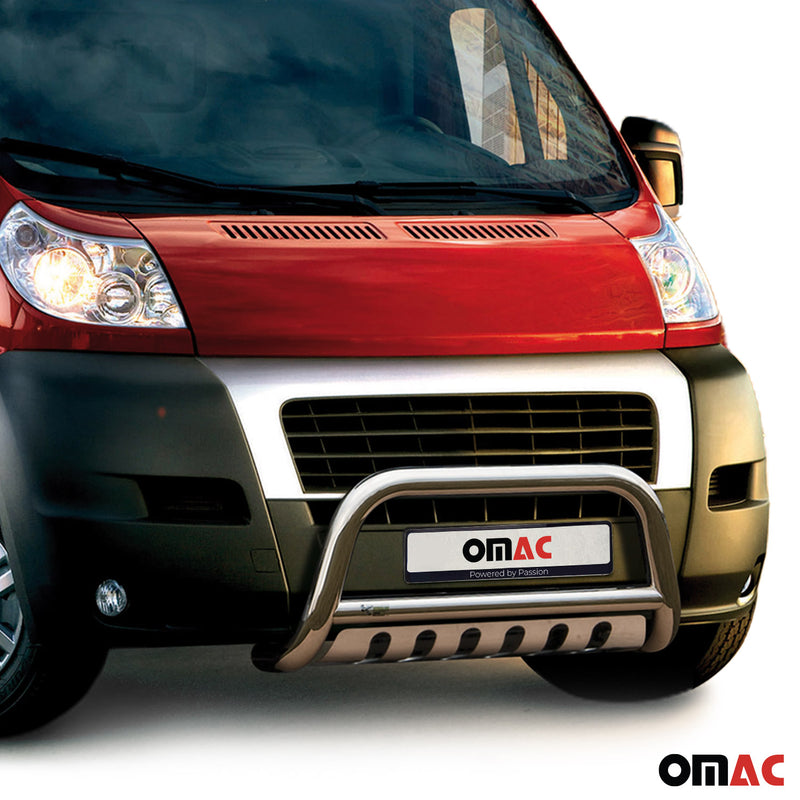 Barra di protezione anteriore per Fiat Ducato 2006-2016 con ABE in acciaio inox argento 
