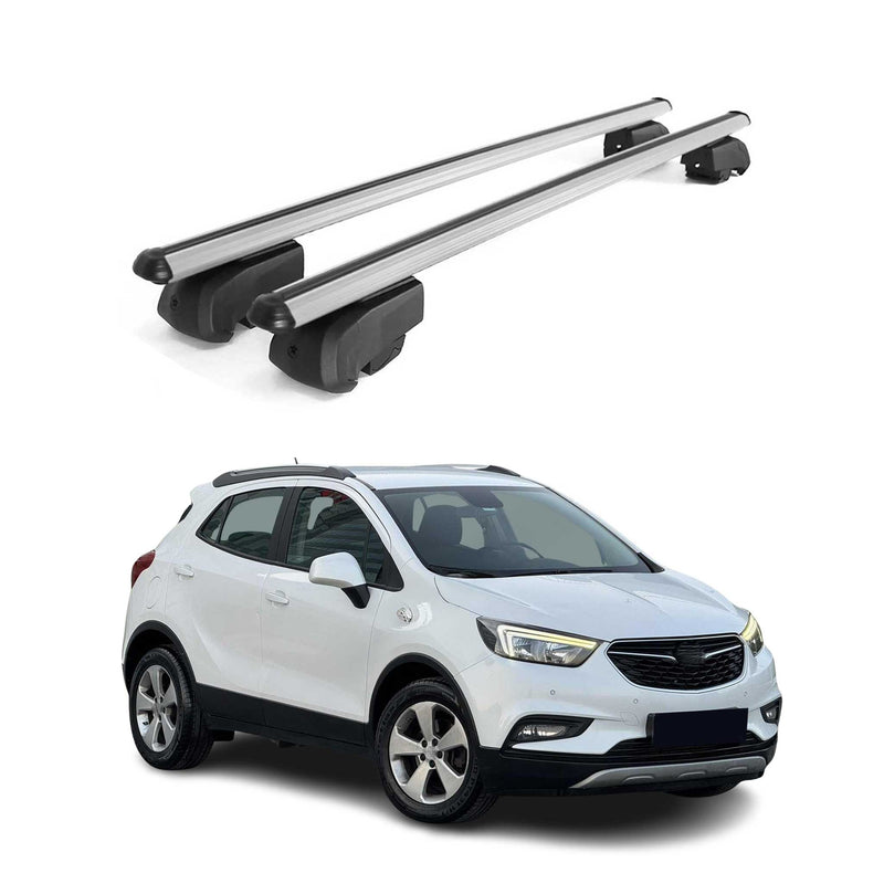 Portapacchi da tetto per Opel Mokka X 2015-2023 ABE alluminio argento 2x