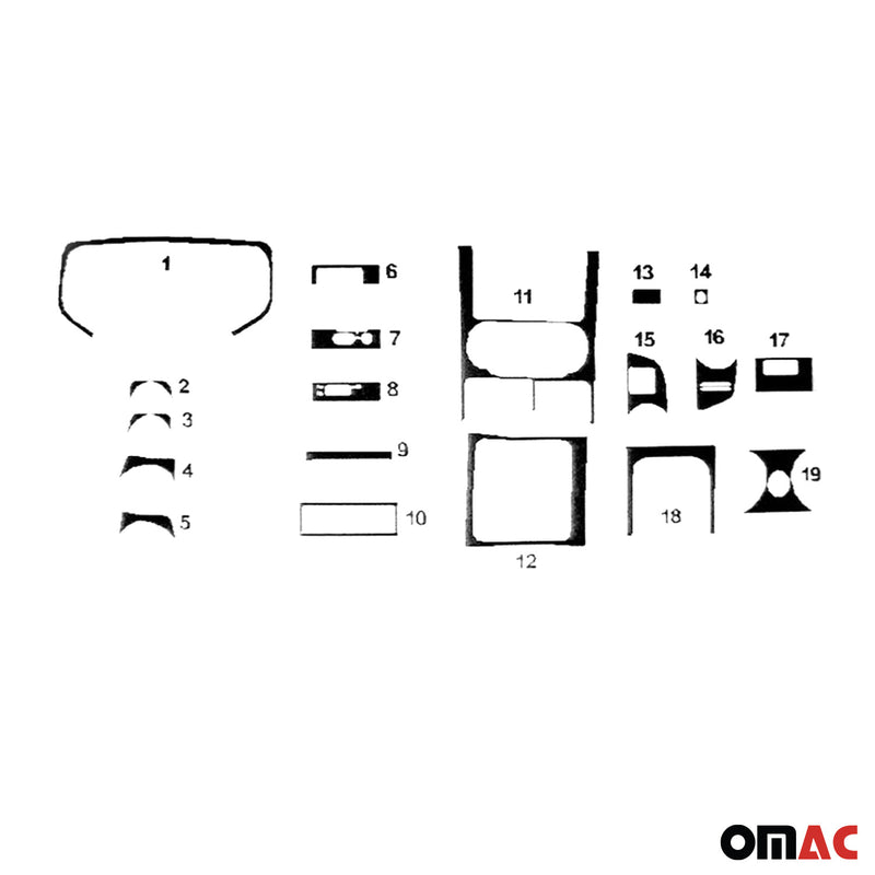 Decorazione interna abitacolo per Isuzu D-Max 2008-2012 effetto carbonio 19 pezzi 